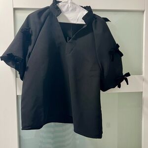 THML Black Blouse with Bow Details